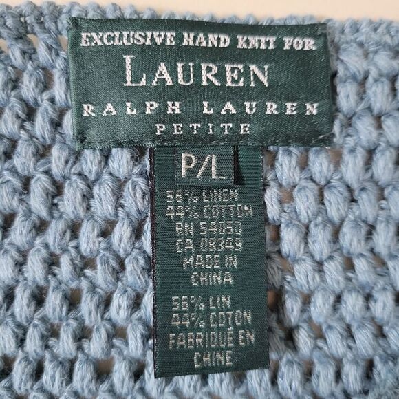 Lauren Ralph Lauren Women's Slate Blue Hand Knit Boatneck Pullover Sweater - Picture 2 of 10